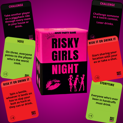 Risky Girls Night - Fun Party Game for Ladies Nights: 150 Spicy Questions and Hilarious Dares, Drinking Games - Bachelorette, Pregame, Birthday Parties Gifts