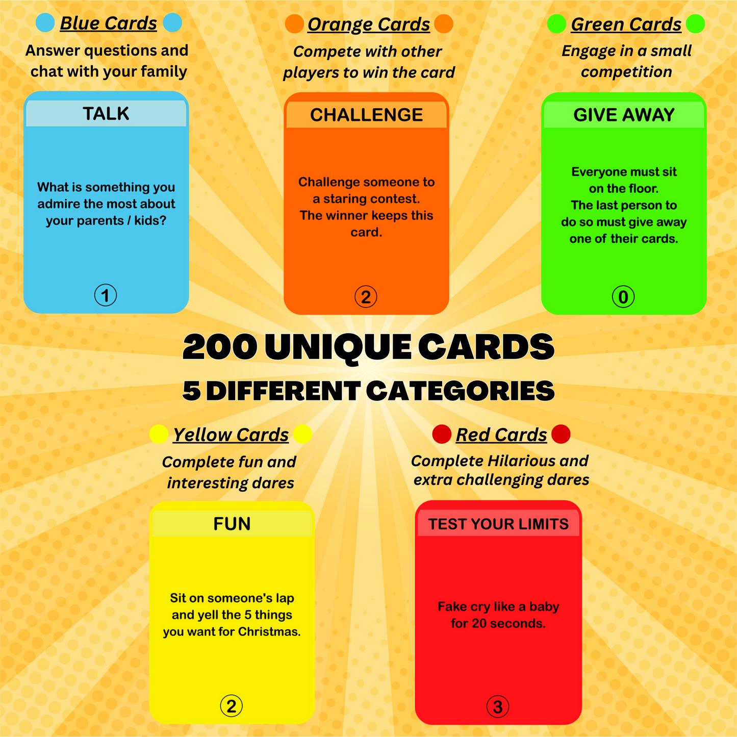 Family Fun Card Game - 200 Hilarious Dares & Challenges for Family