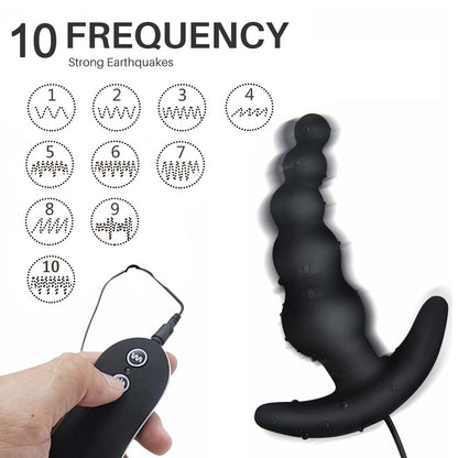 Anal Butt Plug Vibrating Waterproof Beads, 10 Mode Vibrator for Couples