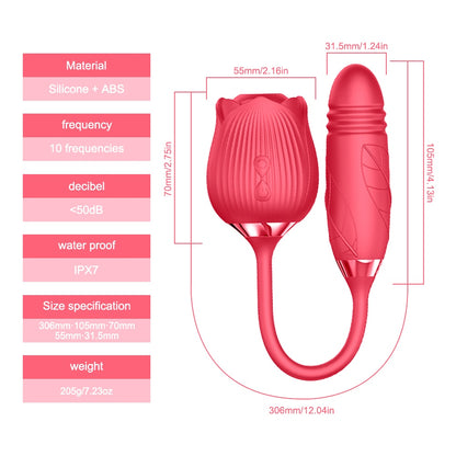 2 in 1 Rose Sucking Vibrator (10-speed modes)