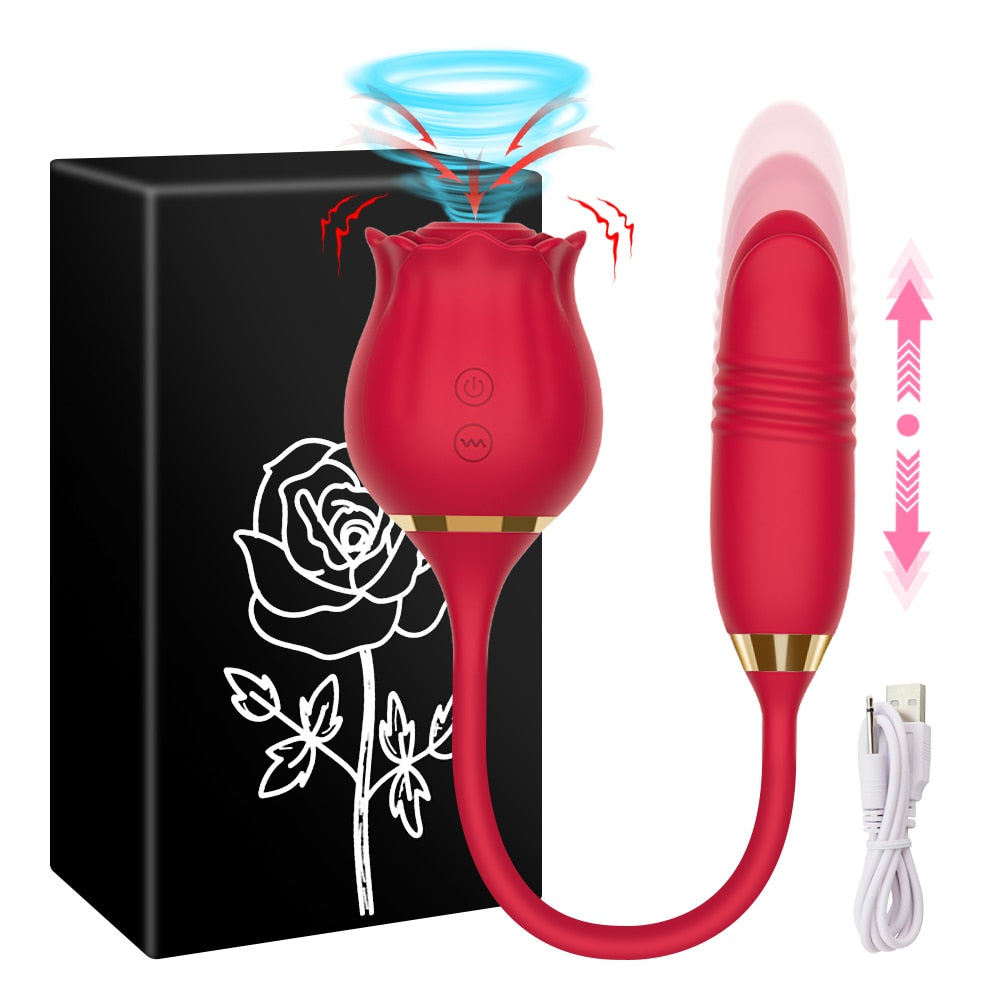 2 in 1 Rose Sucking Vibrator (10-speed modes)