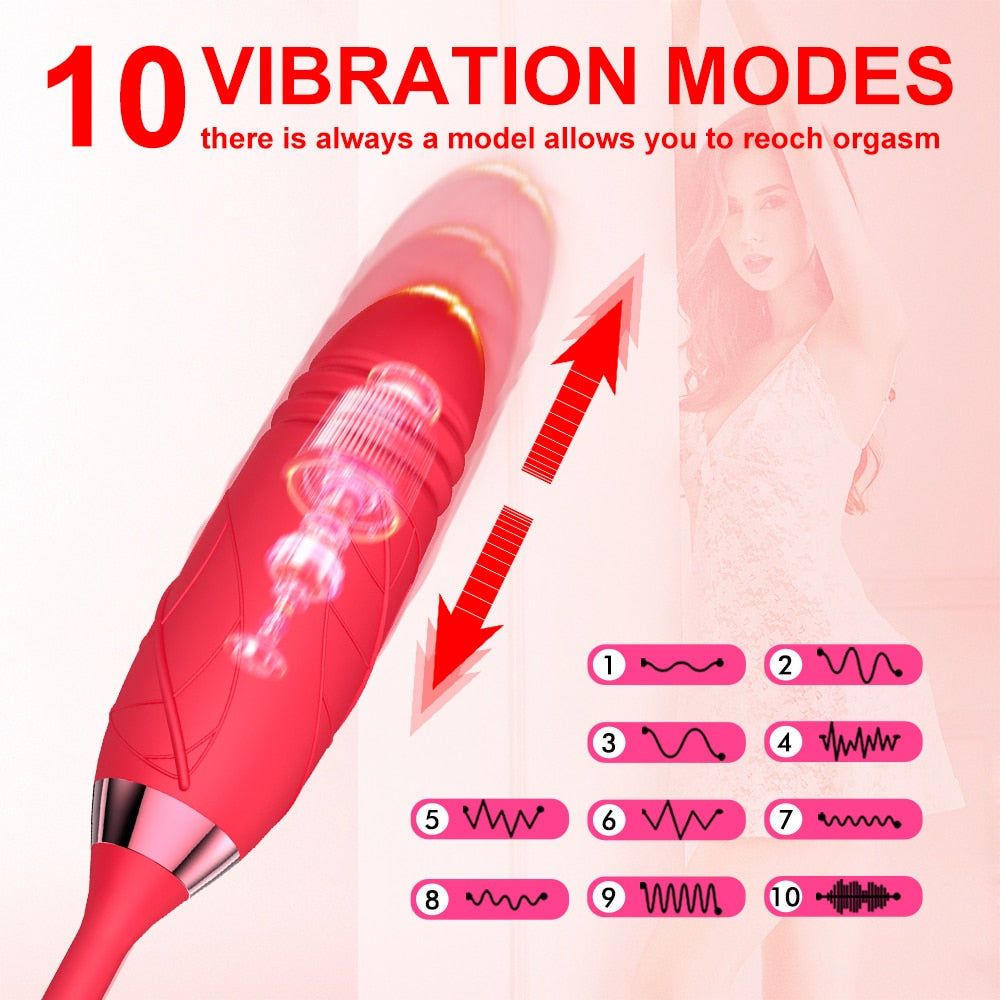 2 in 1 Rose Sucking Vibrator (10-speed modes)