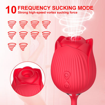 2 in 1 Rose Sucking Vibrator (10-speed modes)