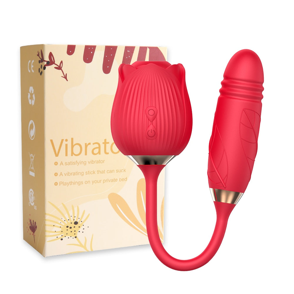 2 in 1 Rose Sucking Vibrator (10-speed modes)